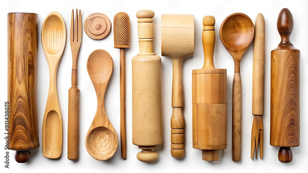 Warm Wooden Kitchen Utensils: A Rustic Charm AI Generated Warm Wooden Kitchen Utensils: A Rustic Charm AI Generated