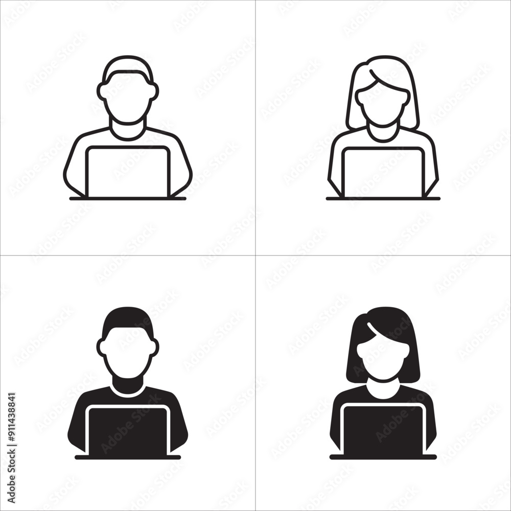 Customer service and support icon set. Help and support call icons. Entrepreneur symbol. Vector icon illustration. Contain symbol of Live chat, female or male receptionist and operator. Customer service and support icon set. Help and support call icons. Entrepreneur symbol. Vector icon illustration. Contain symbol of Live chat, female or male receptionist and operator.