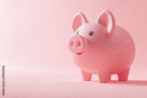 3d artwork showcasing a rosy pig savings bank on a gentle pink background photo