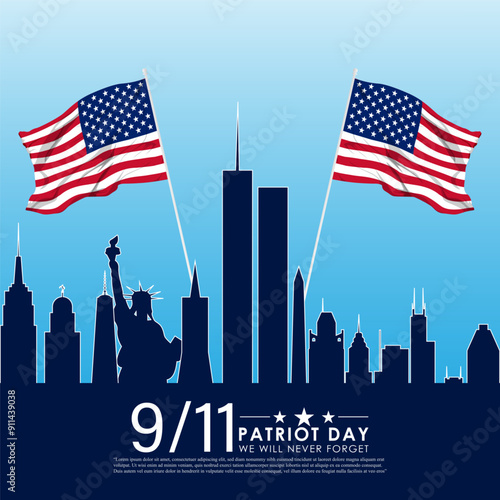 Vector illustration of 9 11 patriot day social media feed template