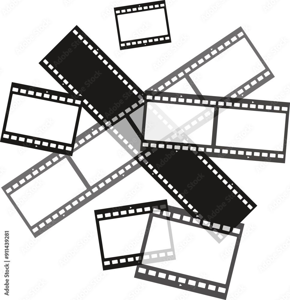 Fototapeta premium Grunge film strips. Old retro cinema movie strip. Video recording. Vector illustration.
