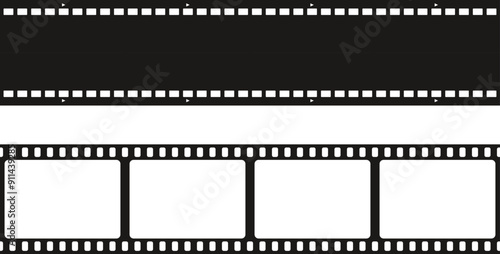 Grunge film strips. Old retro cinema movie strip. Video recording. Vector illustration.