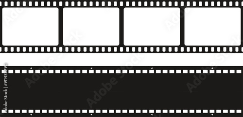 Grunge film strips. Old retro cinema movie strip. Video recording. Vector illustration.