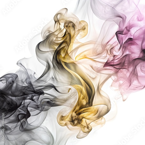 Abstract art design with swirling, smoky shapes in soft pastel and neutral tones.