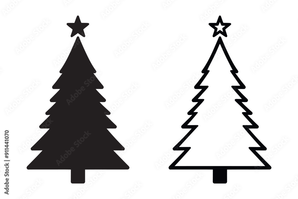 Fototapeta premium Christmas trees,icons. Christmas greeting card template. Vector illustration.