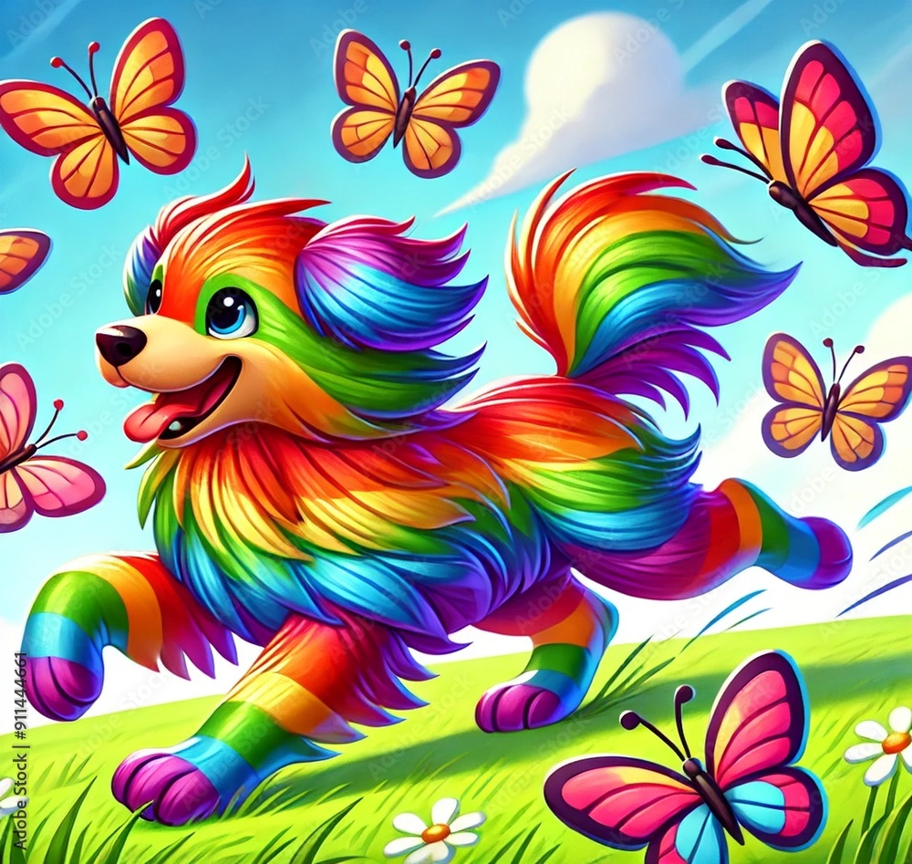 Obraz premium Dog rainbow