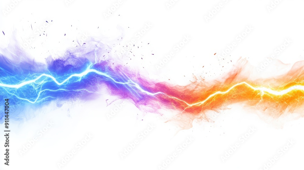 Orange blue electric lightning isolated on white background. Orange blue electric lightning isolated on white background.