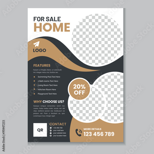 Real estate flyer template design and home sale banner layout design