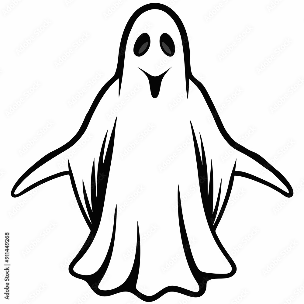 Cartoon Ghost Illustration in Black and White Cartoon Ghost Illustration in Black and White