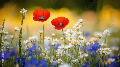 Wallpaper Mural spring wild flower field background Torontodigital.ca