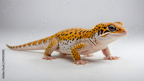 Adorable Leopard Gecko on white background