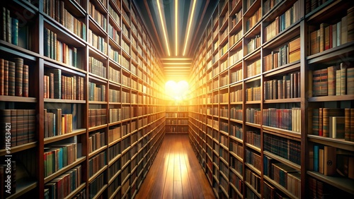 Wallpaper Mural Sunbeams Illuminating Stacks: A Photographic Journey Through a Library's Heart  generative AI Torontodigital.ca