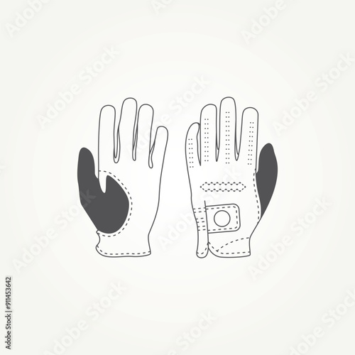 minimalist golf gloves equipment line art icon vector illustration design