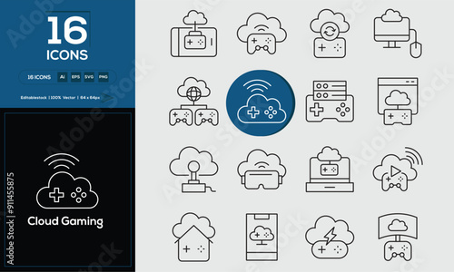 Cloud Gaming Set of high-quality icons that are suitable for Cloud Gaming. And change your next projects with minimalist icon design, perfect for website , mobile apps, books, social media