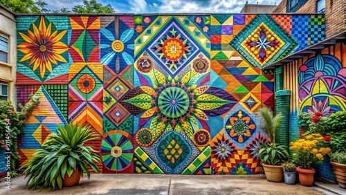 Urban Oasis: A Vibrant Street Mural  Generative AI