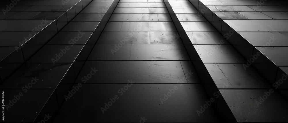 Obraz premium Shadowy Staircase, Concrete Corridor