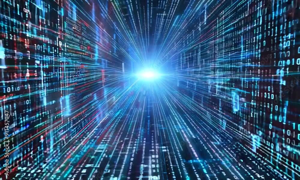 Digital binary code tunnel abstract background. Digital binary code tunnel abstract background.
