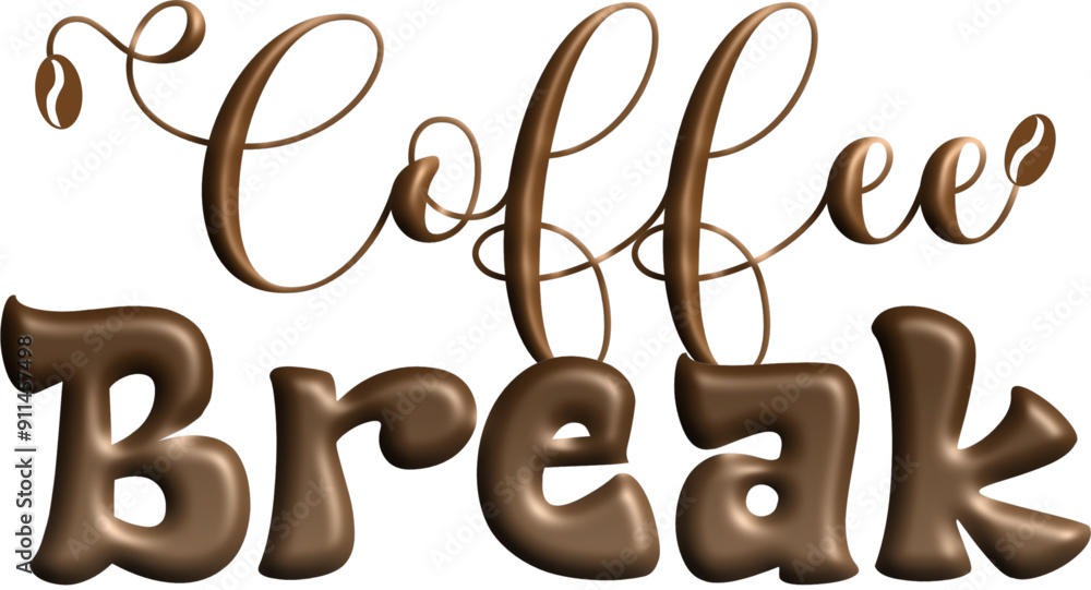Coffee Break - colore marrone - parola scritta 3d - chicchi di caffè - grafica vettoriale - brown color - written word 3d of coffee - vector graphics Coffee Break - colore marrone - parola scritta 3d - chicchi di caffè - grafica vettoriale - brown color - written word 3d of coffee - vector graphics