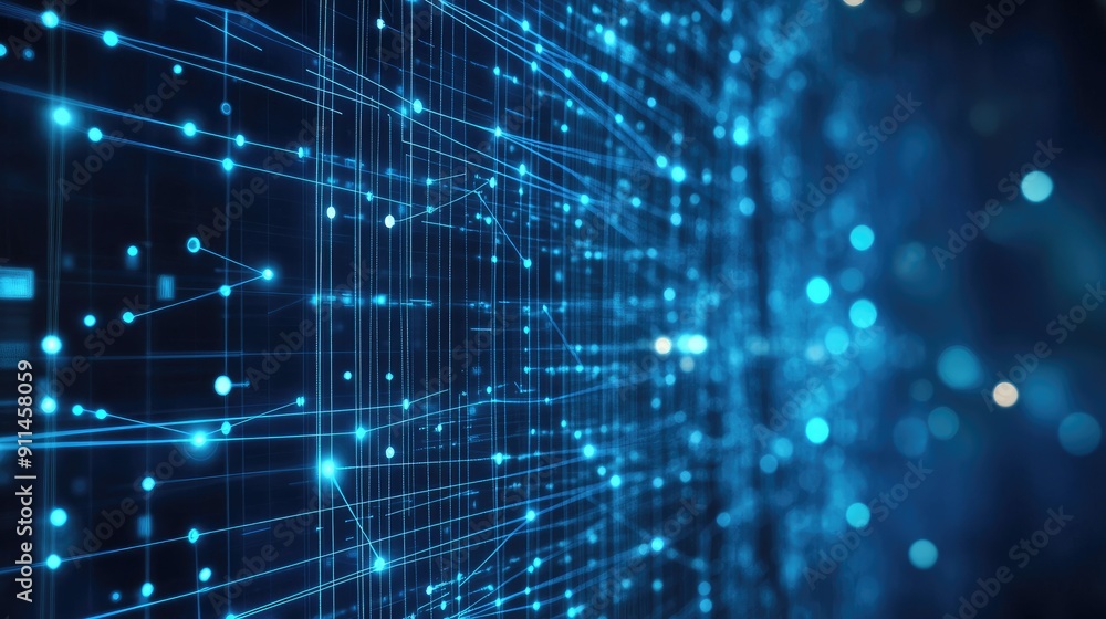 Obraz premium Abstract blue technology background with connection lines and dots