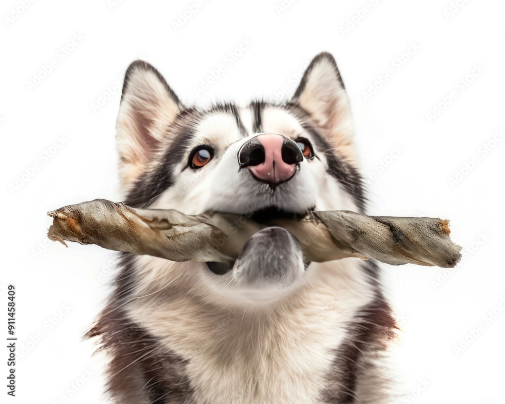 Fototapeta premium Husky Dog Chewing a Treat