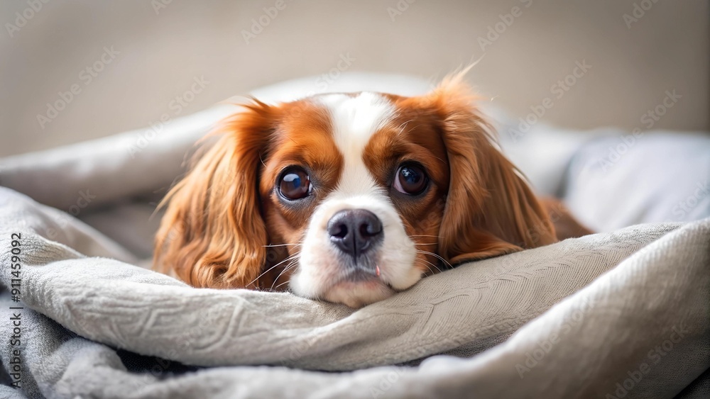 A Cavalier King Charles Spaniel Dreaming of Treats Generative AI A Cavalier King Charles Spaniel Dreaming of Treats Generative AI