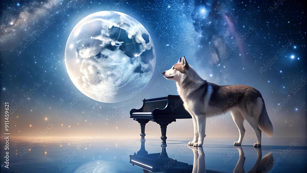Moonlight Sonata: A Husky's Lullaby Under the Stars Generative AI Moonlight Sonata: A Husky's Lullaby Under the Stars Generative AI