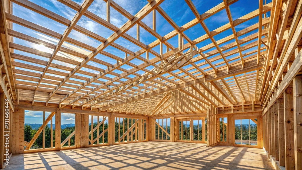 Wooden roof skeleton frame of building , construction, timber, architecture, framework, structure, beams Wooden roof skeleton frame of building , construction, timber, architecture, framework, structure, beams