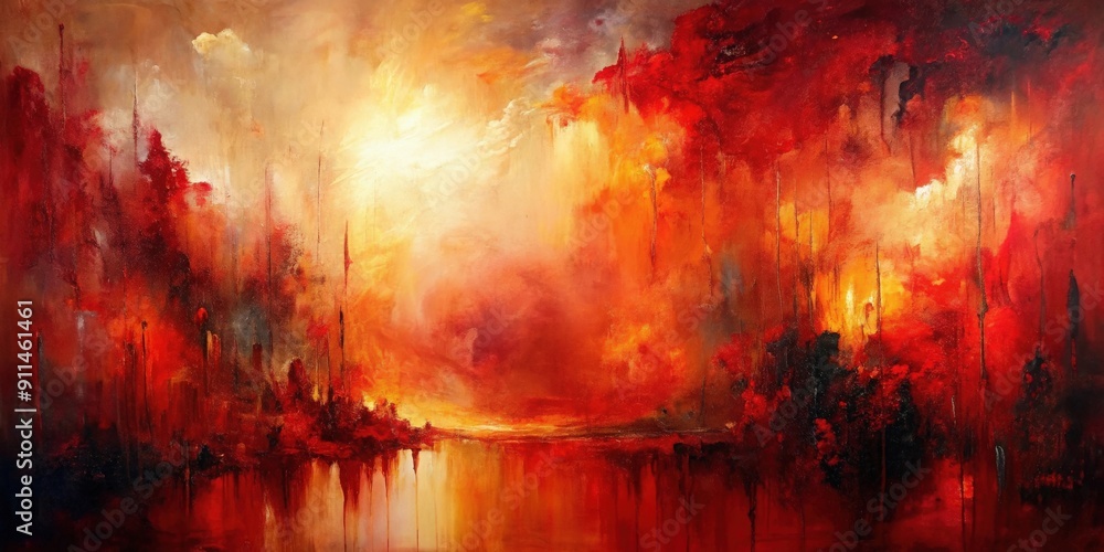 Fototapeta premium Emotional abstract painting with deep red tones , art, painting, abstract, emotions, feelings, red, vibrant