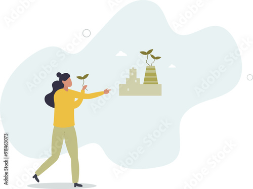 production concept Without harmful emissions polluting the environment.flat design.illustration with people.
