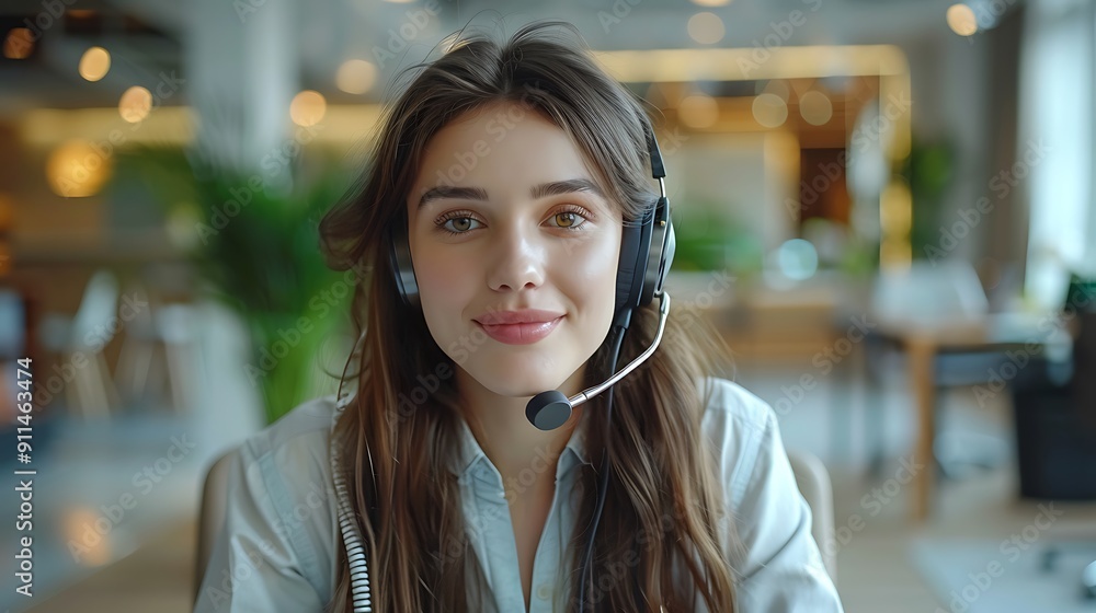 A calm customer service agent, wearing a headset and addressing a complaint over the phone in a minimalist, clean office space. The background shows simple furniture and a tidy environment, A calm customer service agent, wearing a headset and addressing a complaint over the phone in a minimalist, clean office space. The background shows simple furniture and a tidy environment,