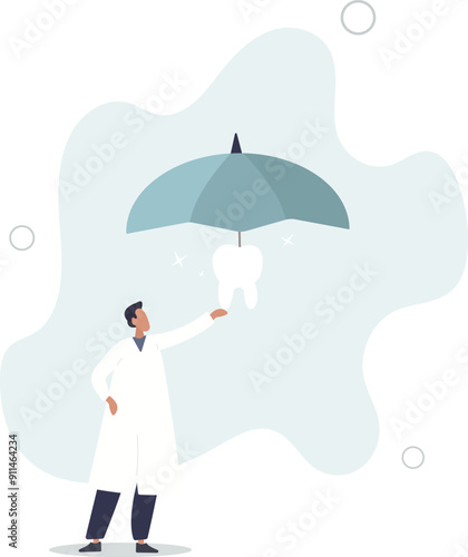 Dental insurance covering healthcare and medical cost, tooth protection or dental care concept.flat design with people.
