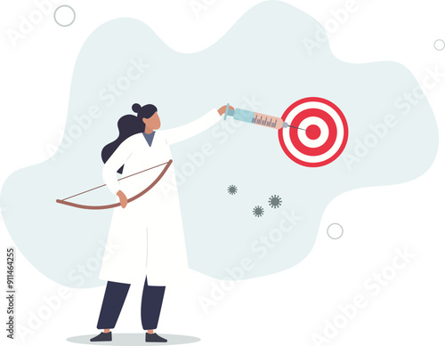 COVID-19 vaccine discovery success, vaccination effect to create 100 percent antibody on Coronavirus concept.flat design with people.