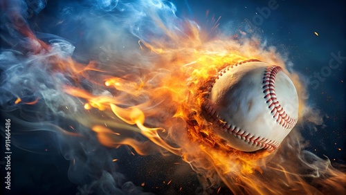 Fiery Baseball Trajectory AI Generated