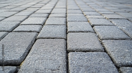 Concrete brick blocks on a road, illustrating the strength and uniform appearance of the paving.