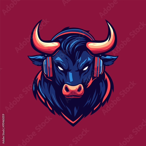 mascot bull esports logo template