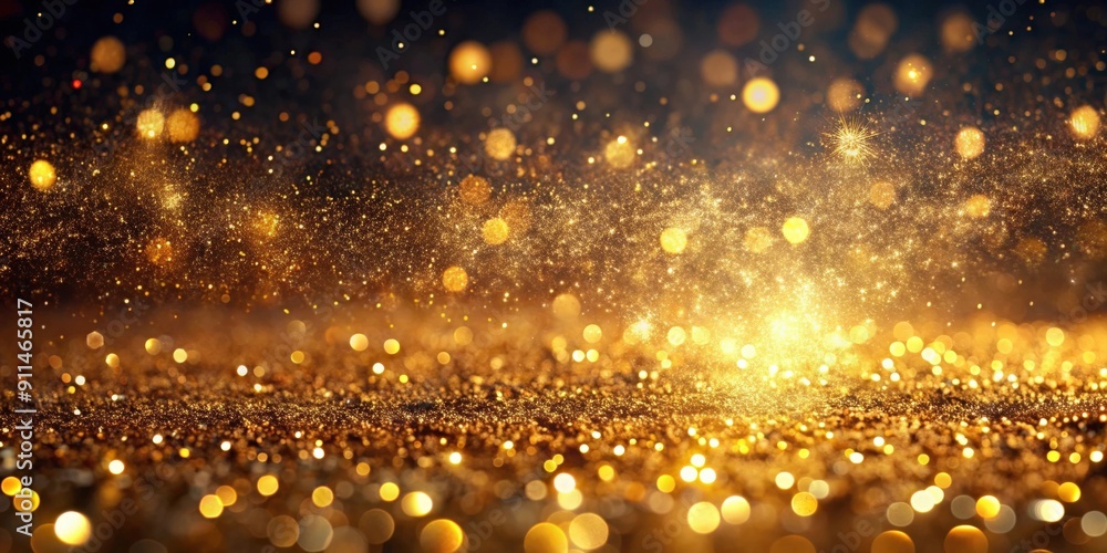 Shiny flow of glitter particles on golden bokeh background against dark backdrop, glitter, particles, bokeh, golden, shiny Shiny flow of glitter particles on golden bokeh background against dark backdrop, glitter, particles, bokeh, golden, shiny