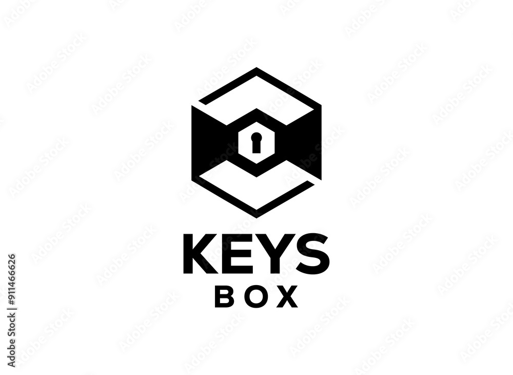 Fototapeta premium Box logo design technology security concept