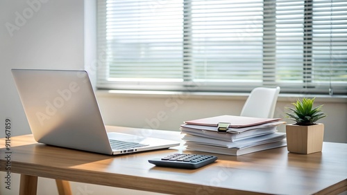Wallpaper Mural A Symphony of Numbers: A Minimalist Accountant's Desk  Generative AI Torontodigital.ca