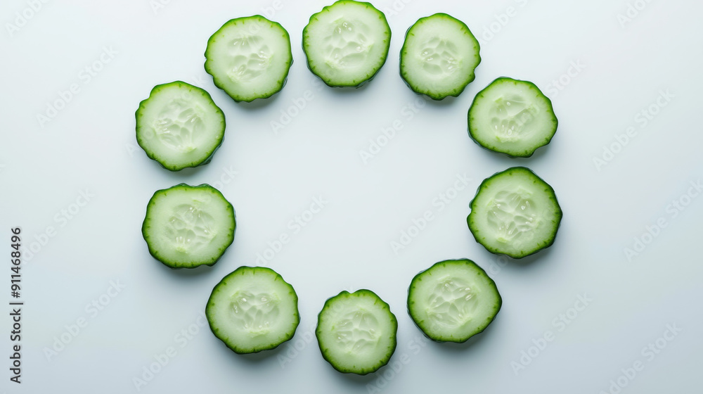 Cucumber slices arranged in a circle Cucumber slices arranged in a circle