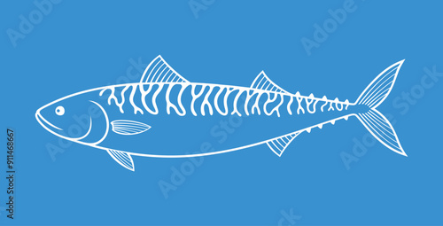 Mackerel outline. Isolated mackerel on white background