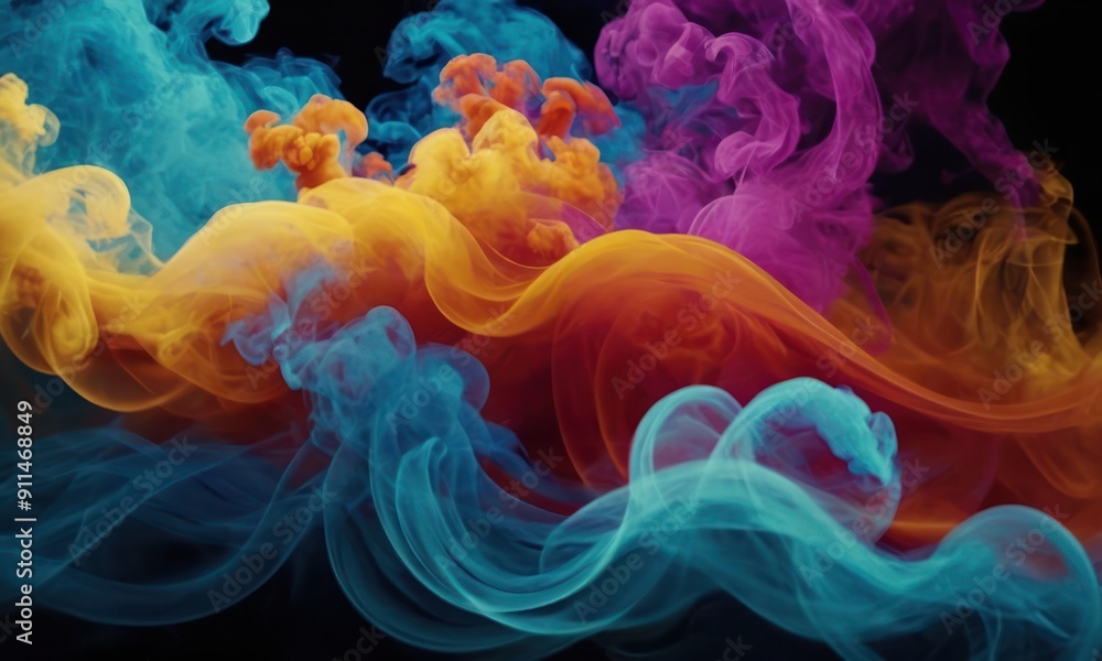Obraz premium Abstract smoke color waves background. Generative AI