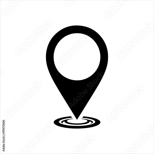 Location pin icon silhouette vector illustration design on white background.