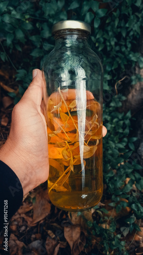 Botella de caña con ruda: tradición del Día de la Pachamama para ahuyentar los males del invierno photo