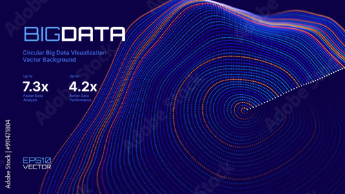 Abstract Digital Circles of Particles. Futuristic Circular Business Data Graph. Big Data Visualization. Crypto Currency Blockchain Invest Statistics Analysis Concept. Vector Illustration.