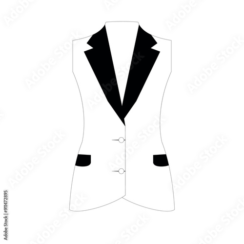 Women's suit or vest outline vector template. suitable for clothing and fashion purposes