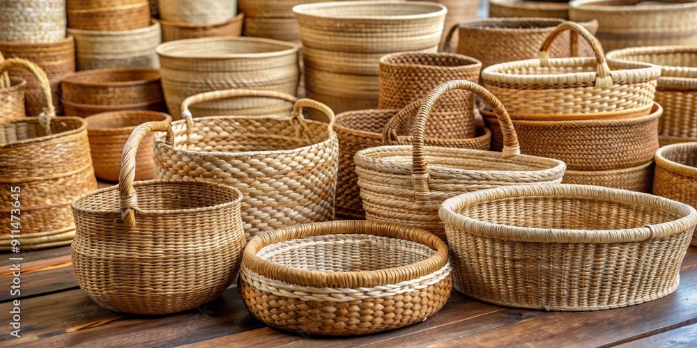 Handcrafted natural fiber baskets in various sizes and shapes , basket, woven, handmade, organic, eco-friendly Handcrafted natural fiber baskets in various sizes and shapes , basket, woven, handmade, organic, eco-friendly