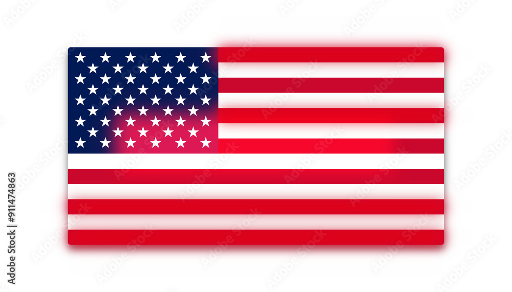 flag of the United States of America with red warning lights as creative abstract symbol flag design, isolated flag of the United States of America with red warning lights as creative abstract symbol flag design, isolated