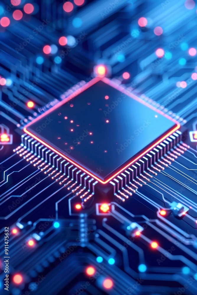 A chip with glowing circuits and data flowing through it, symbolizing the power of AI technology in software development and web design. A chip with glowing circuits and data flowing through it, symbolizing the power of AI technology in software development and web design.