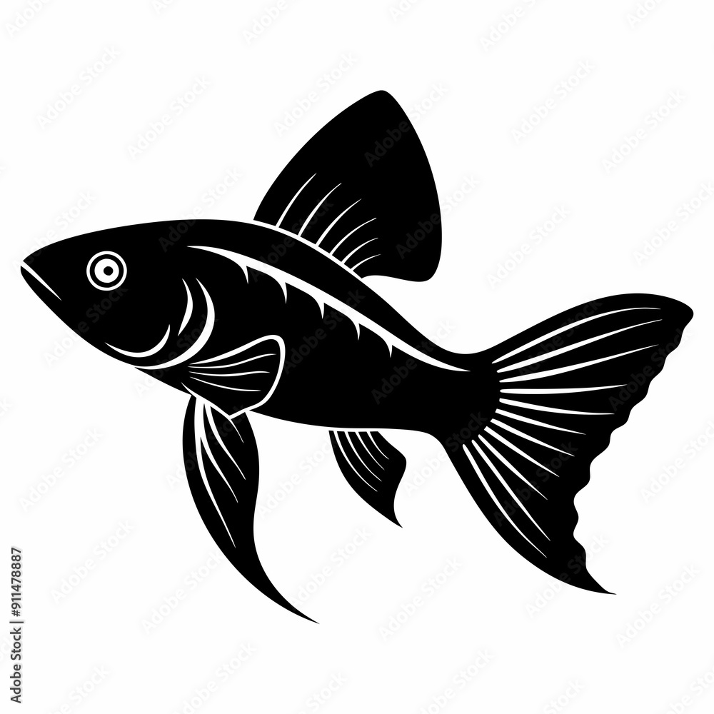 Fototapeta premium Guppy Black silhouette