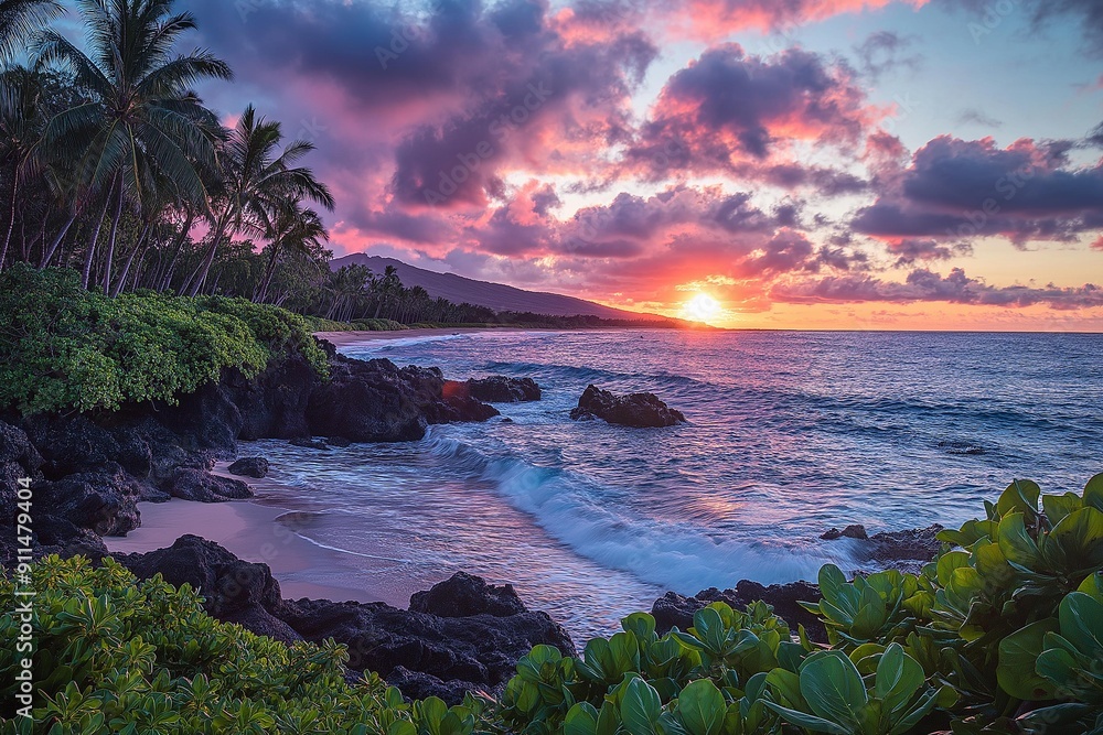 Majestic Sunrise Over Tropical Beach